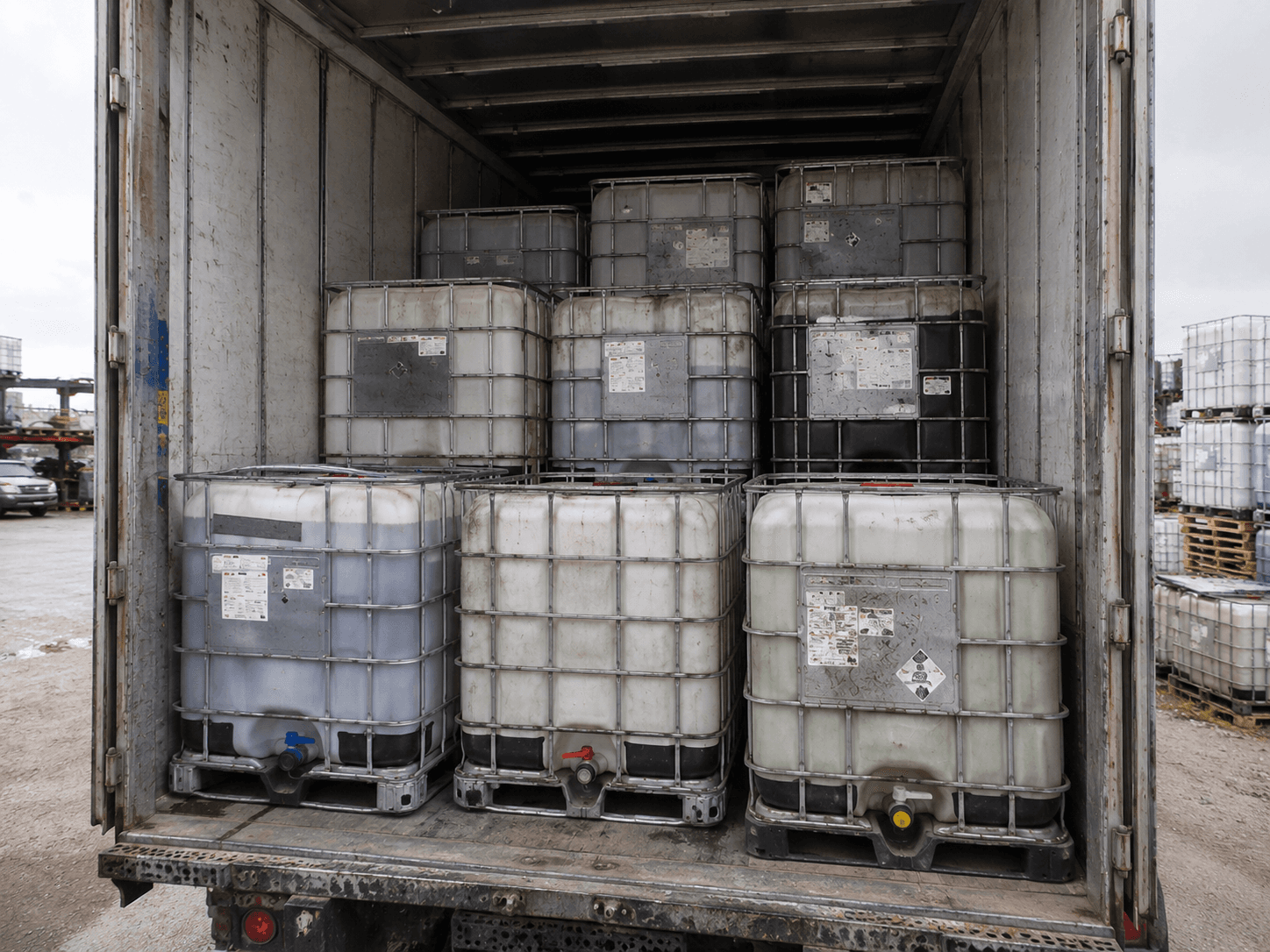 IBC totes being collected for our buying and recycling program